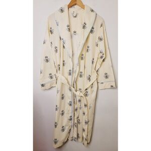 The Cat's Pajamas Queen Bee Lux Pima Cotton Flannel Robe Shawl Collar‎ Women S/M